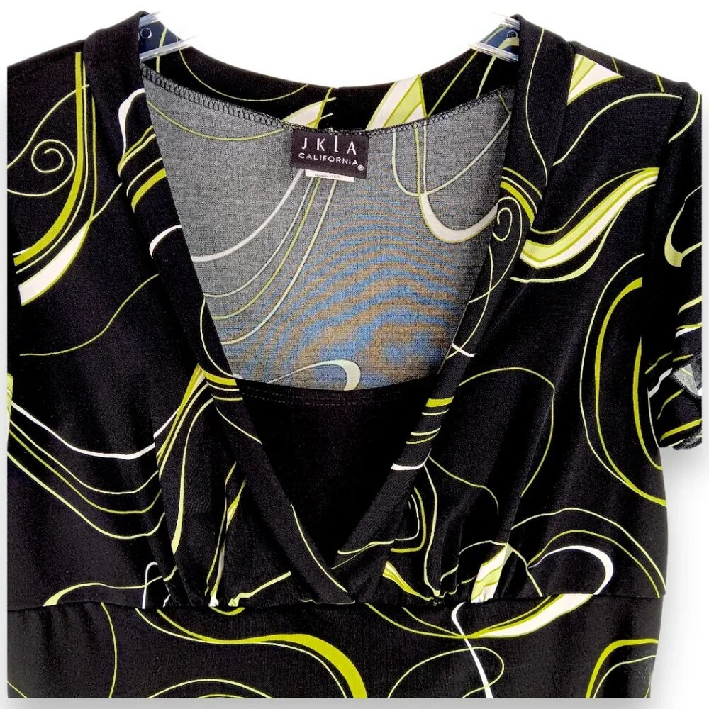 JKLA Women's Top- SMALL- Black-Green-Cream-Dressy-Casual-Short sleeve-loose - Picture 2 of 9